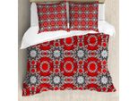 Abakuhaus Copripiumino Mandala, Fiori Stilizzati, Antiacaro, Adatto A Chi Soffre Di Allergie, Con Federe, 155 Cm X 220 Cm - 80 X 80 Cm, Arancione, Bianco E Nero