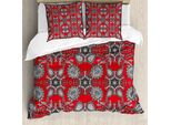 Abakuhaus Copripiumino Red Mandala, Paisley Doodle, Antiacaro, Adatto A Chi Soffre Di Allergie, Con Federe, 155 Cm X 220 Cm - 80 X 80 Cm, Scarlatto Bianco Nero