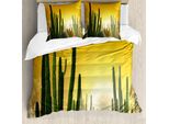 Abakuhaus Copripiumino Cactus, Sunset Desert Ecology, Antiacaro, Adatto A Chi Soffre Di Allergie, Con Federe, 155 Cm X 220 Cm - 80 X 80 Cm, Giallo Calendula E Verde