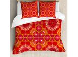 Abakuhaus Copripiumino Red Mandala, Piastrelle, Antiacaro, Adatto A Chi Soffre Di Allergie, Con Federe, 200 Cm X 200 Cm - 80 X 80 Cm, Multicolore