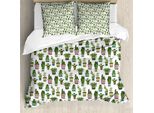 Abakuhaus Copripiumino Cactus, Vasi Succulenti Doodle, Antiacaro, Adatto A Chi Soffre Di Allergie, Con Federe, 155 Cm X 220 Cm - 80 X 80 Cm, Multicolore