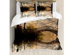 Abakuhaus Copripiumino Paesaggio, BrüCke River Forest, Antiacaro, Adatto A Chi Soffre Di Allergie, Con Federe, 155 Cm X 220 Cm - 80 X 80 Cm, Multicolore