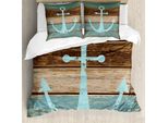Abakuhaus Copripiumino Anker, Nautical Rustic, Antiacaro, Adatto A Chi Soffre Di Allergie, Con Federe, 155 Cm X 220 Cm - 80 X 80 Cm, Pale Blue Brown Teal