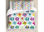 Abakuhaus Elephant Nursery Copripiumino, Plaid Tartan A Pois, Antiacaro, Adatto A Chi Soffre Di Allergie, Con Federe, 200 Cm X 200 Cm - 80 X 80 Cm, Multicolore
