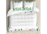 Abakuhaus Copripiumino Cactus, Delicati Fiori Romantici, Antiacaro, Adatto A Chi Soffre Di Allergie, Con Federe, 200 Cm X 200 Cm - 80 X 80 Cm, Verde Corallo Lavanda