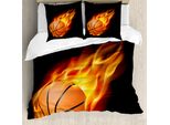 Abakuhaus Copripiumino Sportivo, Basket Tiro Al Bersaglio, Antiacaro, Adatto A Chi Soffre Di Allergie, Con Federe, 200 Cm X 200 Cm - 80 X 80 Cm, Nero Arancione