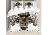 Abakuhaus Copripiumino Industriale, Gufo, Antiacaro, Adatto A Chi Soffre Di Allergie, Con Federe, 200 Cm X 200 Cm - 80 X 80 Cm, Grigio, Bianco, Marrone