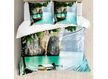 Abakuhaus Copripiumino Tropicale, Welt Seascape Shore, Antiacaro, Adatto A Chi Soffre Di Allergie, Con Federe, 200 Cm X 200 Cm - 80 X 80 Cm, Multicolore