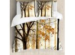 Abakuhaus Copripiumino Autunnale, Albero Nella Sintesi Woods, Antiacaro, Adatto A Chi Soffre Di Allergie, Con Federe, 200 Cm X 200 Cm - 80 X 80 Cm, Arancione Marrone