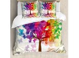 Abakuhaus Copripiumino Astratto, Albero Primaverile Colorato, Antiacaro, Adatto A Chi Soffre Di Allergie, Con Federe, 200 Cm X 200 Cm - 80 X 80 Cm, Multicolore