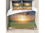 Abakuhaus Copripiumino Tramonto, Paesaggio Idilliaco Sulla Spiaggia, Antiacaro, Adatto A Chi Soffre Di Allergie, Con Federe, 200 Cm X 200 Cm - 80 X 80 Cm, Multicolore