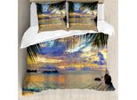 Abakuhaus Copripiumino Tropicale, Foto Esotica Della Spiaggia, Antiacaro, Adatto A Chi Soffre Di Allergie, Con Federe, 155 Cm X 220 Cm - 80 X 80 Cm, Multicolore