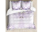 Abakuhaus Copripiumino Con Fiori, Spring Flower Bloom, Antiacaro, Adatto A Chi Soffre Di Allergie, Con Federe, 200 Cm X 200 Cm - 80 X 80 Cm, Viola Viola Verde