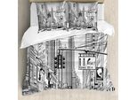 Abakuhaus New York Copripiumino, Downtown Manhattan, Antiacaro, Adatto A Chi Soffre Di Allergie, Con Federe, 155 Cm X 220 Cm - 80 X 80 Cm, Bianco E Nero