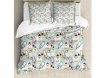 Abakuhaus Eis Copripiumino, Facce Di Cupcake, Antiacaro, Adatto A Chi Soffre Di Allergie, Con Federe, 155 Cm X 220 Cm - 80 X 80 Cm, Multicolore