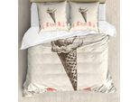 Abakuhaus Eis Set Copripiumino Per Letti Matrimoniali, Icon Points Vintage, Antiacaro, Adatto A Chi Soffre Di Allergie, Con Federe, Marrone, Rosso Corallo, Crema