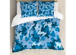 Set Copripiumino Abakuhaus Camo Per Letti Matrimoniali, Motivo Colorato, Antiacaro, Adatto A Chi Soffre Di Allergie, Con Federe, Blu E Multicolore
