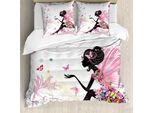 Abakuhaus Set Copripiumino A Farfalla Per Letti Matrimoniali, Giardino Fantastico, Antiacaro, Adatto A Chi Soffre Di Allergie, Con Federe, Nero Rosa