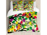 Abakuhaus Copripiumino Uccelli, Uccelli Felici Albero Colorato, Antiacaro, Adatto A Chi Soffre Di Allergie, Con Federe, 200 Cm X 200 Cm - 80 X 80 Cm, Multicolore