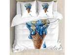 Abakuhaus Eis Set Copripiumino Per Letti Matrimoniali, Planet Earth, Antiacaro, Adatto A Chi Soffre Di Allergie, Con Federe, Color Caramello Chiaro E Blu Violetto