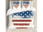 Abakuhaus Americana Copripiumino, Bandiera Patriottica Usa, Antiacaro Adatto A Chi Soffre Di Allergie Con Federe, 200 Cm X 200 Cm - 80 X 80 Cm, Blu Vermilion Crema