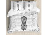 Abakuhaus Copripiumino Vintage, Design Monocromatico Strudel, Antiacaro E Anallergico, Con Federe, 155 Cm X 220 Cm - 80 X 80 Cm, Grigio Antracite E Bianco