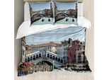 Abakuhaus Italia Copripiumino, Foto Gondola Venezia Canal, Antiacaro, Adatto A Chi Soffre Di Allergie, Con Federe, 155 Cm X 220 Cm - 80 X 80 Cm, Multicolore