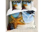Abakuhaus Copripiumino Da Spiaggia, Tropical Beach Seashell, Antiacaro, Adatto A Chi Soffre Di Allergie, Con Federe, 155 Cm X 220 Cm - 80 X 80 Cm, Multicolore