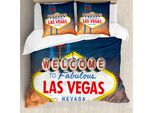 Abakuhaus Usa Copripiumino, Fabulous Las Vegas Nevada, Antiacaro, Adatto A Chi Soffre Di Allergie, Con Federe, 155 Cm X 220 Cm - 80 X 80 Cm, Multicolore