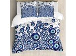 Abakuhaus Copripiumino Evil Eye, Blue Beads Luck, Antiacaro, Adatto A Chi Soffre Di Allergie, Con Federe, 200 Cm X 200 Cm - 80 X 80 Cm, Blu Scuro E Azzurro