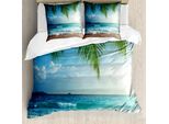 Abakuhaus Copripiumino Ocean, Palme Tropical Island, Antiacaro, Adatto A Chi Soffre Di Allergie, Con Federe, 155 Cm X 220 Cm - 80 X 80 Cm, Blu E Verde