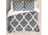 Abakuhaus Copripiumino Grigio E Bianco, Motivi Vittoriani, Antiacaro, Adatto A Chi Soffre Di Allergie, Con Federe, 200 Cm X 200 Cm - 80 X 80 Cm, Grigio Bianco