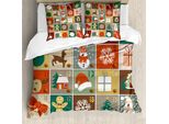 Abakuhaus Copripiumino Natalizio, Lebkuchen-Mann-Ren, Antiacaro, Adatto A Chi Soffre Di Allergie, Con Federe, 200 Cm X 200 Cm - 80 X 80 Cm, Multicolore