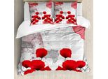 Abakuhaus Copripiumino Mohnblume, Campo Fiorito, Antiacaro, Adatto A Chi Soffre Di Allergie, Con Federe, 200 Cm X 200 Cm - 80 X 80 Cm, Cocco Rosso-Grigio