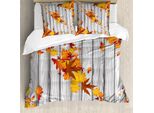 Abakuhaus Copripiumino Autunnale, Fall Maple Leafs Baum, Antiacaro, Adatto A Chi Soffre Di Allergie, Con Federe, 155 Cm X 220 Cm - 80 X 80 Cm, Arancione E Bianco