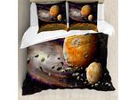 Abakuhaus Galaxis Copripiumino, Universo Spazio Pianeti, Antiacaro Adatto A Chi Soffre Di Allergie Con Federe, 200 Cm X 200 Cm - 80 X 80 Cm, Verde, Viola,