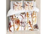 Abakuhaus Copripiumino Butterfly, Composizione Con Foglie, Antiacaro, Adatto A Chi Soffre Di Allergie, Con Federe, 200 Cm X 200 Cm - 80 X 80 Cm, Arancione Bordeaux-Bianco