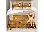 Abakuhaus Copripiumino Da Spiaggia, Conchiglie Rustiche, Antiacaro, Adatto A Chi Soffre Di Allergie, Con Federe, 155 Cm X 220 Cm - 80 X 80 Cm, Multicolore