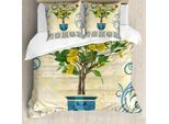 Abakuhaus Copripiumino Vintage, Stile Retrò Lemon Tree, Antiacaro, Adatto A Chi Soffre Di Allergie, Con Federe, 155 Cm X 220 Cm - 80 X 80 Cm, Multicolore