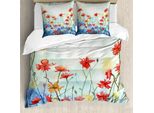 Abakuhaus Copripiumino Blume, Composizione Vegetale, Antiacaro, Adatto A Chi Soffre Di Allergie, Con Federe, 200 Cm X 200 Cm - 80 X 80 Cm, Multicolore