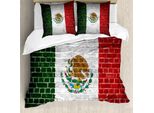 Abakuhaus Copripiumino Mexica, Bandiera Latina Country, Antiacaro, Adatto A Chi Soffre Di Allergie, Con Federe, 155 Cm X 220 Cm - 80 X 80 Cm, Multicolore