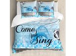 Abakuhaus Copripiumino Con Proverbio, Venite A Cantare Messaggio, Antiacaro Adatto A Chi Soffre Di Allergie Con Federe, 155 Cm X 220 Cm - 80 X 80 Cm, Azzurro Bianco