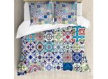 Abakuhaus Boho Copripiumino, Elementi Floreali, Antiacaro, Adatto A Chi Soffre Di Allergie, Con Federe, 200 Cm X 200 Cm - 80 X 80 Cm, Multicolore