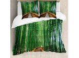 Abakuhaus Copripiumino Urwald, Paesaggio Esotico Tropicale, Antiacaro, Adatto A Chi Soffre Di Allergie, Con Federe, 155 Cm X 220 Cm - 80 X 80 Cm, Verde E Marrone