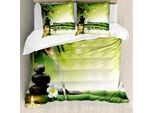 Copripiumino Abakuhaus Spa, Pietre Di Meditazione Bambù, Antiacaro, Adatto A Chi Soffre Di Allergie, Con Federe, 155 Cm X 220 Cm - 80 X 80 Cm, Multicolore