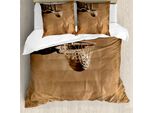 Abakuhaus Copripiumino Da Basket, Palla Nel Canestro, Antiacaro, Adatto A Chi Soffre Di Allergie, Con Federe, 155 Cm X 220 Cm - 80 X 80 Cm, Color Seppia