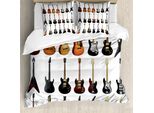 Abakuhaus Copripiumino Musicale, Chitarre Rock E Jazz, Antiacaro, Adatto A Chi Soffre Di Allergie, Con Federe, 155 Cm X 220 Cm - 80 X 80 Cm, Multicolore