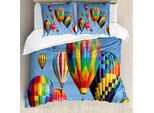Abakuhaus Copripiumino Balloon, Viaggi Colorati Nell'aria, Antiacaro, Adatto A Chi Soffre Di Allergie, Con Federe, 155 Cm X 220 Cm - 80 X 80 Cm, Multicolore