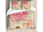 Abakuhaus Copripiumino Liebe, 6 Anni Insieme Parole, Antiacaro Adatto A Chi Soffre Di Allergie Con Federe, 200 Cm X 200 Cm - 80 X 80 Cm, Multicolore