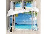 Abakuhaus Set Copripiumino Tropicale Per Letti Matrimoniali, Motivo Palme Dell'isola Oceanica, Antiacaro, Adatto A Chi Soffre Di Allergie, Con Federe, Multicolore